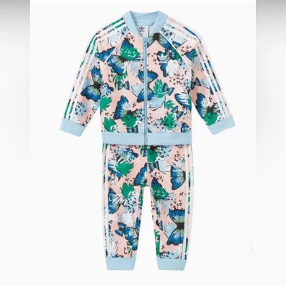 Adidas multi color her studio London sweatsuit girls set size 12 months NWT